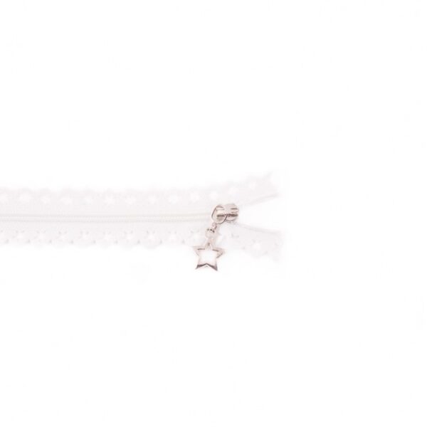 Rits met sterretje 25 cm - 501 wit