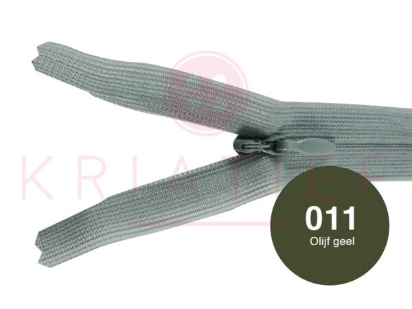 Blinde rits 15 cm - 011 olijf/geel