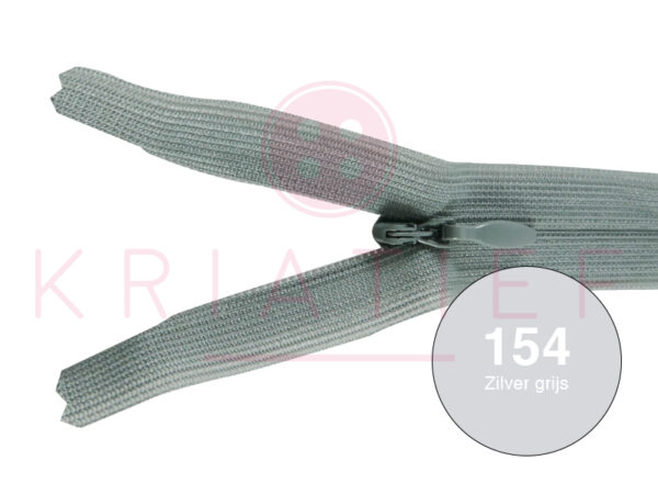 Blinde rits 15 cm - 154 zilver grijs