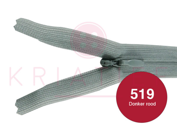 Blinde rits 15 cm - 519 donker rood