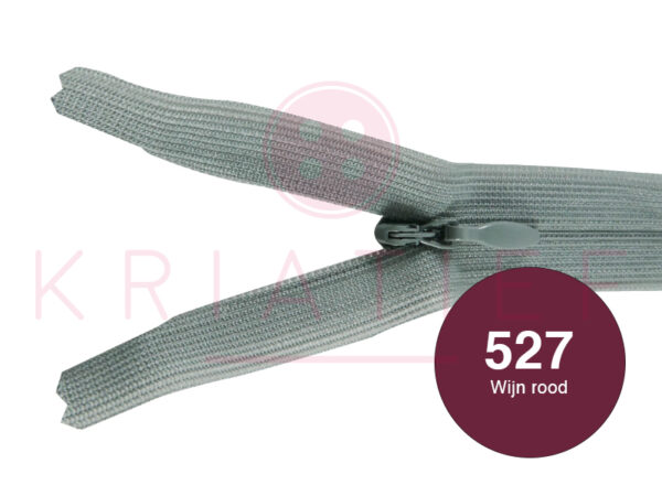 Blinde rits 18 cm - 527 wijn rood