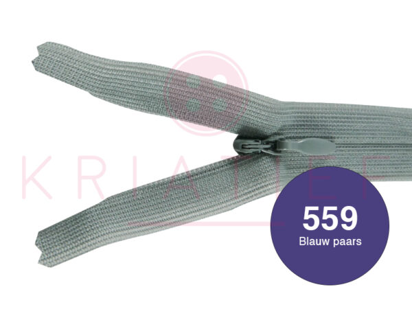 Blinde rits 18 cm - 559 blauw/paars