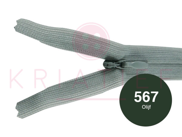 Blinde rits 12 cm - 567 olijf