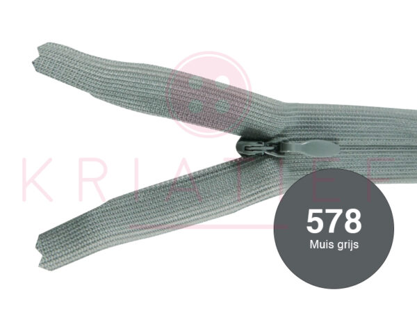 Blinde rits 15 cm - 578 muis grijs