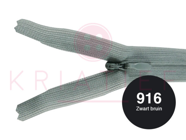 Blinde rits 18 cm - 916 zwart/bruin
